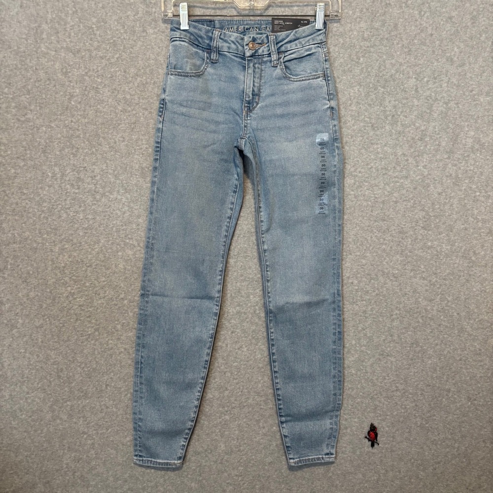 American‎ Eagle Women's 00 Reg Blue Jeans Curvy Jegging High Rise Stretch Denim